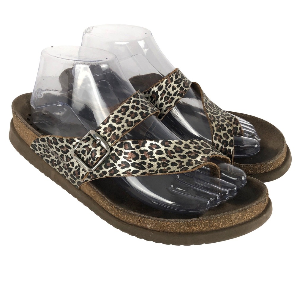 MEPHISTO Helen Leopard Print Cork Slide Sandals Women's 40 US 10 Made in France